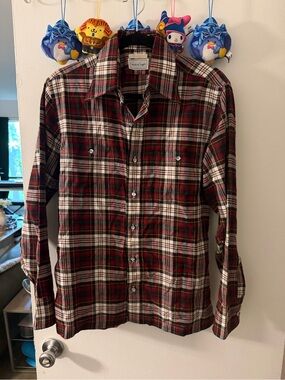 Chris Craft woven in scotland Red, Black & White Plaid Button-Down Shirt